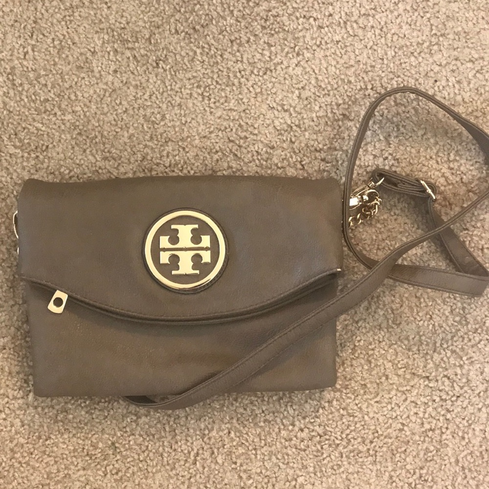 Taupe and gold Crossbody/Clutch